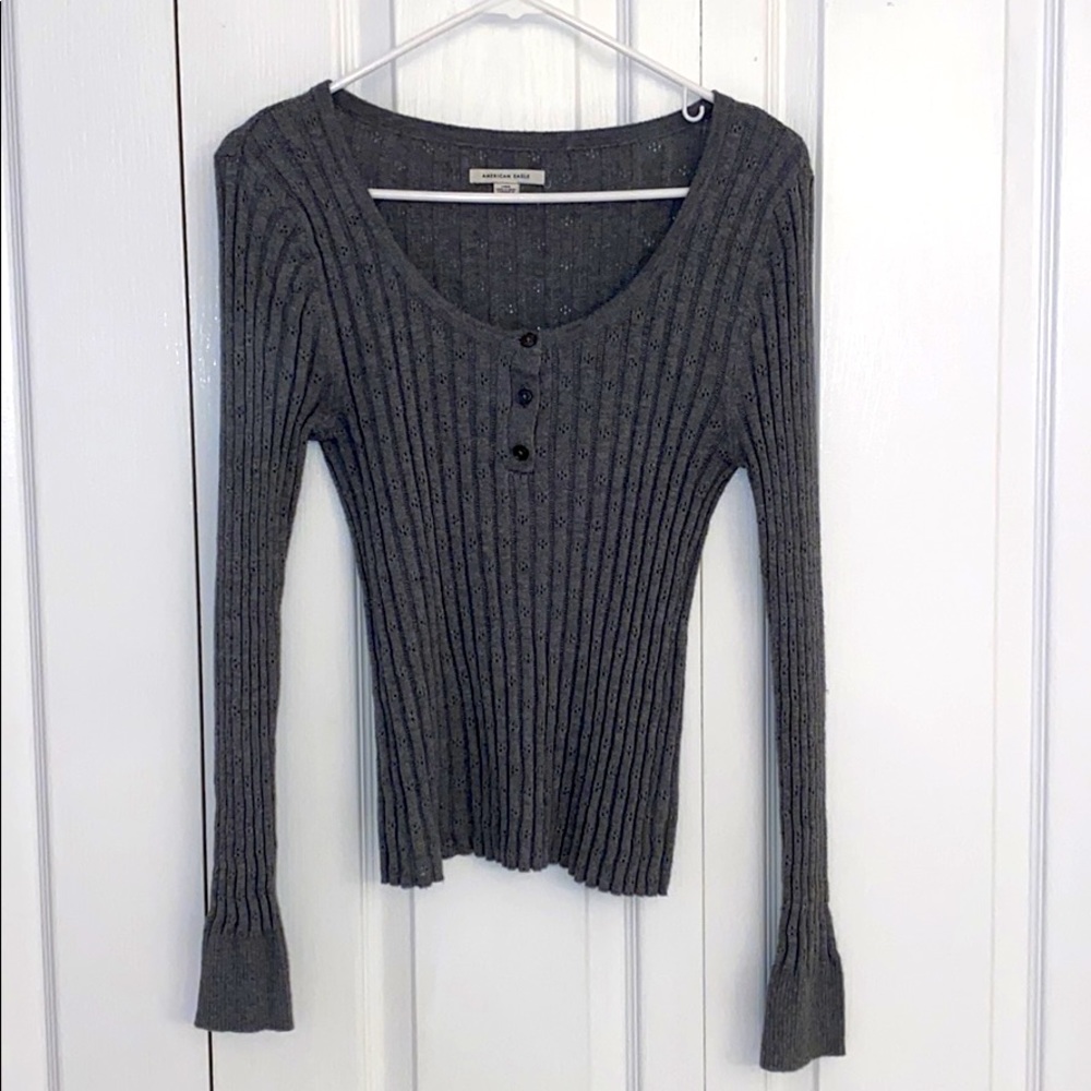American Eagle scoopneck lightweight , gray, large